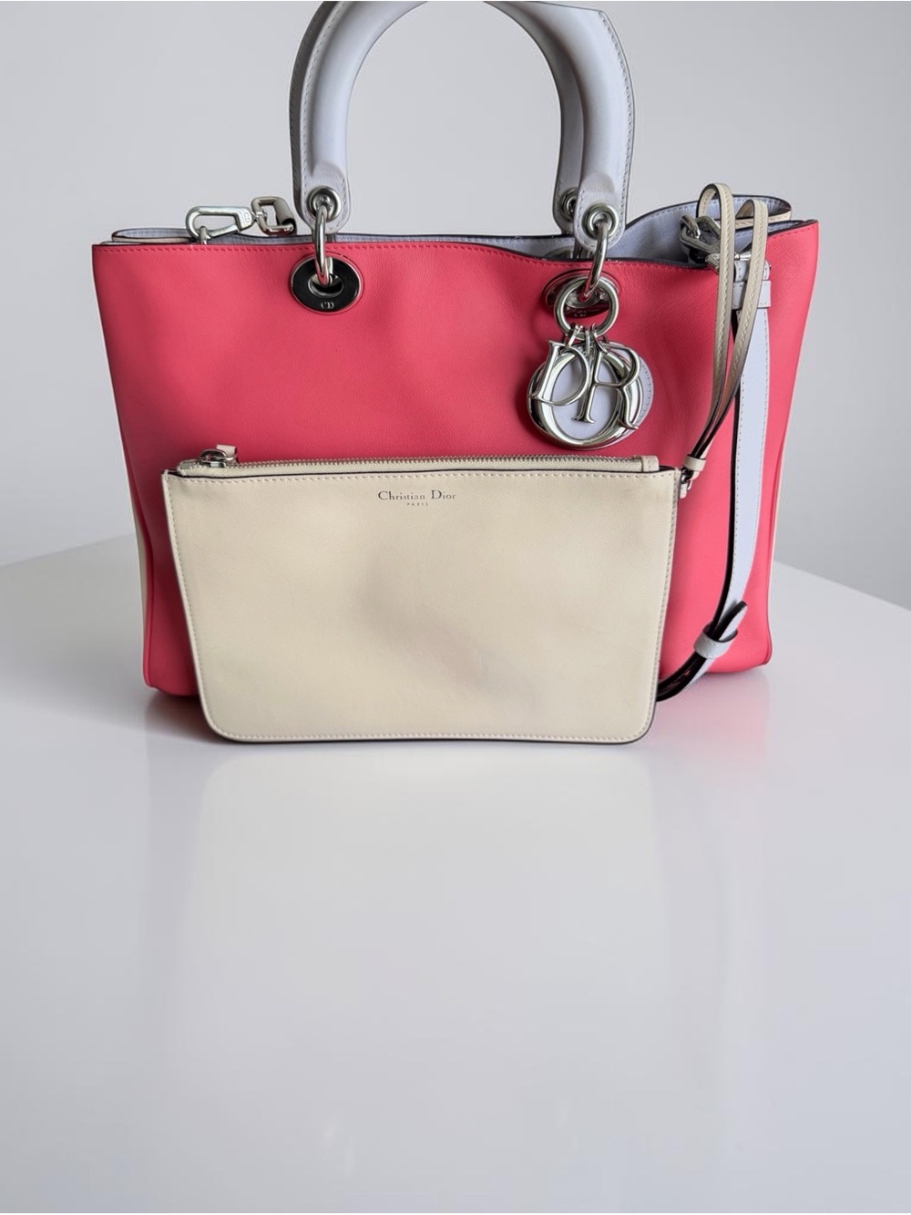Christian Dior Diorissimo Large Tri-Color Calfskin Leather Tote - Picture 9 of 17